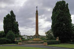 Auckland Grammar School War Memorial, view of the memorial, including the planters and trees, looking towards Khyber Pass Road - This image may be subject to copyright