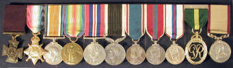 Medal group, Cyril Bassett. Auckland War Memorial Museum. Front (obverse). (Image Number N2548-N2558-a) - No known copyright restrictions