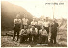 Group, POWs Stalag VIIIB, standing bare chests, Jim Cleaver kneeling at right - This image may be subject to copyright