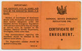 Certificate of Enrolment, WW2, Registration Number 617451 Leslie James McCoid (617451), a card folded, outside - This image may be subject to copyright