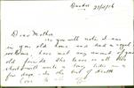 Postcard, Esplanade, Dundee, Scotland (back) Letter to his mother dated 27 October 1916, signed "Ogo" - No known copyright restrictions