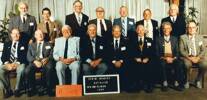 24th Battalion, A Company, 50th Reunion 1990. Group photograph, Peter Campbell (23103) seated, front row 5th from the left. (Campbell family photograph) - This image may be subject to copyright