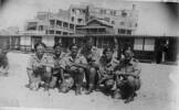Group, WW2, 6 soldiers, kneeling, wearing berets. Left to right: W.A. Prendergast, T.J. McLeish, J.C.A. Becker, D.L. Black, R.E. Fergus, Henry Campbell - This image may be subject to copyright