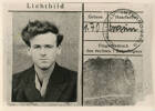 POW identity card No 0603 Oflag Luft 3 front: John W Mayhead photo with "Officially Interrogated" stamp - This image may be subject to copyright