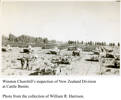 Division in formation for inspection. Winstone Churchill inspecting NZ Division, Castle Benito. Includes division in formation, in background, and tanks in foregound. - This image may be subject to copyright