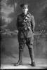 Full length portrait of Trooper Edward Bently Davies Reg No 13/2554, Auckland Mounted Rifles, 8th Reinforcements. (Photographer: Herman Schmidt, 1915). Sir George Grey Special Collections, Auckland Libraries, 31-D359. No known copyright.