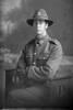 3/4 portrait of Private Whitley of the 15th Reinforcements. Private Ernest George (Dick) Whitley, Reg No 18879, of the Auckland Infantry Battalion, - A Company. (Photographer: Herman Schmidt, 1916). Sir George Grey Special Collections, Auckland Libraries, 31-W1800. No known copyright.