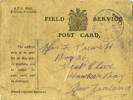 Field Services Post card addressed to Mrs F Prewett, Box 36, West Clive, Hawkes Bay, dated June 26th 1917. No Known Copyright.