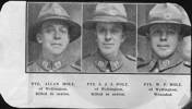 Portrait of Holz Brothers from Wellington. From left to right, William Holz (39536) -incorrectly identified as Allan, Ernest Holz (39535) & Allan Holz (39534) - incorrectly identified as William. Courtesy of the Auckland Weekly News. Image has no known copyright restrictions.