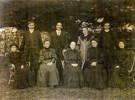 Photo of the Rollinson Family on the day of George Rollinson's funeral at Hamilton, Waikato, in 1906. Identified as: Back row, l-r Leonard Vincent Rollinson, Harold James Rollinson, Grace Isabel Rollinson, Gilbert Oswald Rollinson; front row l-r , Eleanor Blanche Rollinson, Eva Clara Rollinson, Ann ( Blyth) Rollinson, Annie Catherine Rollinson, Julia Constance Rollinson.Image provided by family. Image has no known copyright restrictions.