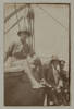 Unknown, photographer (ca.1917). Snapshot of Frederick Clarke Ewen (21236), Edward Dane (30768) and Archibald Kenneth Murray Clark (30754) on board SS Port Lyttelton. Auckland War Memorial Museum - Tamaki Paenga Hira. PH-ALB-461-p21-1. Image has no known copyright restrictions.