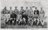 Officers at present in camp with the 8th New Zealand Contingent. Showing a group portrait of the officers at the 8th New Zealand Contingent's camp at Trentham, Hutt Valley, Wellington;(standing) Lieutenants Parker, Cotterill, Wighton, Simson, Langford, Taplin, O'Dowd, Pitt; (seated) Captain Davies, Lieutenant Gardiner, Captain Pringle, Captain Hughes, Captain Cameron, Lieutenant Haselden. Taken from the supplement to the Auckland Weekly News 16 January 1902 p001. Sir George Grey Special Collections, Auckland Libraries, AWNS-19020116-1-3. Image has no known copyright restrictions.