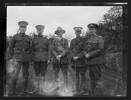 Cooper, William Saunderson, 1916-1917, Shepshed. Captain William Saunderson Cooper and brothers at Shepshed. Portrait of Captain William Saunderson Cooper (centre, in lemon squeezer hat) with four other soldiers, some of whom appear to be from British regiments. The portrait was taken when Cooper was on invalid leave in England between late 1916 and early 1917. Gift of Andrew Cooper, 2001. Te Papa (B.068484). Image have no known copyright restrictions.