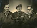 Group Photograph (left to right) of Captain Philippe Charles Marsack (RNZAF then Army), Lieutenant Colonel Charles Croft Marsack 24/657/38625 and Captain Raymond Olivier Marsack NZ402264 (RNZAF then Army), c.1939-1945. Image kindly provided by Laurette Powell (September 2017). Image may be subject to copyright restriction. It appears that the brothers first served in the RNZAF then transferred to the New Zealand Army and became commissioned officers. The ribbons and insignia on their uniforms show that both were Captains and that the photograph was probably taken after the Second World War.
