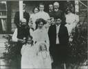 Group photograph of Private Robert Bennett Brickell, from back row left to right: Robert Patrick Smyth, Eileen Emily Smyth, Margaret Annie Smyth, Joseph Alfred Smyth, Robert Bennett Brickell, Girl next to Robert Brickell (possibly his daughter Beryl), John Bennett Smyth. Middle row left to right: Patrick Smyth, Mabel Mary Smyth, Clarice Millicent Smyth, Frances Margaret Smyth, John Sainsbury Snook. Front row left to right: Mary Ellen Smyth, Constance Margaret Smyth. Image kindly provided by Paul Baker (November 2017). Image has no known copyright restrictions.