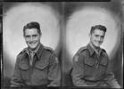 Split negative of serviceman, Corporal Frank Robert Brown of 22nd Infantry Battalion, wearing full uniform. Born in Inglewood, Taranaki. Killed in action on 15 April 1945, aged 22, in Italy. Photograph (ref: SW1944.0280) held by Puke Ariki Museum, New Plymouth, New Zealand : pukeariki.com - Please do not reproduce without permission from Puke Ariki. Contact images@pukeariki.com for more information.