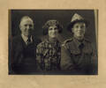 Photograph of Trevor George Somerville with his parents William and Fanny Somerville prior to embarkation. Image kindly provided by Glynis and Trevor's brother Alan (December 2015). Image has no known copyright restrictions.