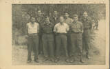 Group Photograph of Prisoners of War from Camp Oflag 79. Jack Read, Robert Joseph George Smith, A.H Swiebruck, Jim Meads, E.W Gates, Bill Donald, A.J. Lang, Sgt F.C. Parker. Image kindly provided by Lynette Wilson (February 2019). Image may be subject to copyright restrictions.