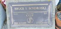 Gravestone of Petty Officer Bruce Ian Schdroski, Riverside Cemetery, Masterton. Image kindly provided by Willie Simonsen (March 2019). Image is subject to copyright restrictions.