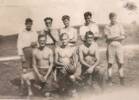 Group photograph of John Edward Cosgrove with POWs playing Football circa 1944. Image kindly provided by Michael Cosgrove (April 2019). Image has no known copyright restrictions.