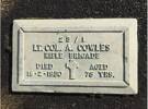 Photograph of Jabez Alfred Cowles gravestone plaque. Image kindly provided by Bernice Brooks. (June 2019). All rights reserved.