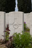 Headstone of Private James Peace Flett (30356). Nine Elms British Cemetery, Poperinge, West-Vlaanderen, Belgium. New Zealand War Graves Trust (BEDA9595). CC BY-NC-ND 4.0.