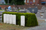 Headstone of Flight Lieutenant John William Anthony Myers (405801). Chievres Communal Cemetery, Chievres, Hainaut , Belgium. New Zealand War Graves Trust (BEAV0752). CC BY-NC-ND 4.0.
