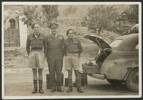Photograph of Laurence John Keucke (fleet master at Benghazi - left), Sir Bernard Freyberg (centre) and James Alfred D'Arcy Vernon (right) with staff car between Pizza and Rome, c.August 1944. Photographer unknown. Alexander Turnbull Library, Wellington, PA1-o-1522-01. Image is subject to copyright restrictions.