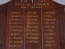 Roll of Honour Board ANZAC Hall, Featherston. Image kindly provided by Holms family (December 2019). Image may be subject to copyright restrictions.