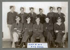 Group photograph of Class B No. 5 B&G School. Back row left to right: R.W. Cullen, H.C.V. Neville, V.N. Chapple, Williams (canadian), J.G. Bryson, Mydaskis (canadian). Front row: G.F. Stevens, and from the Royal Australian Air Force Macarthyn, C.A. Kershaw, S.W.G Mill, and R. F. Vine. Image kindly provided by Neville family (February 2020). Image has no known copyright restrictions.