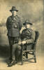 Portrait of Andrew Patrick Hughes (standing) with John Kissick, both Wellington Mounted Rifles, date unknown. From the album of Andrew Hughes. Image courtesy of his son Frank Hughes, Kete Tauranga, Tauranga City Libraries. Image is subject to copyright restrictions.