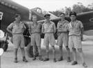 Group of No. 14 Squadron Flight Commanders and Section Leaders in front of a Kittyhawk. Torokina, Bougainville. L-R: Squadron Leader SG Quill, Flight Lieutenant LR Renolds, Flight Lieutenant EH Brown, Flying Officer WM Bullen, Flying Officer RA Weber. Image kindly provided by the Royal Air Force Museum of New Zealand, PR2821. Copyright restrictions may apply.