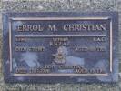 Gravestone of Leading Aircraftman Errol Mervyn Christian, Orowaiti Cemetery, Westport. Image kindly provided by John Forrest (July 2020). Image is subject to copyright restrictions.