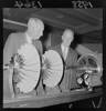 Mr A F Downer and Captain H C Walker with a jet engine, photograph taken for the Evening Post. Alexander Turnbull Library, EP/1958/1364-F