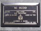 Headstone of Cpl Matthew RUDD 451901. Andersons Bay RSA Cemetery, Dunedin City Council, Block 15SC1. Image kindly provided by Allan Steel CC-BY 4.0.