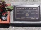 Headstone of Pte Rodrick Ivan MITCHELL 19582. Andersons Bay RSA Cemetery, Dunedin City Council, Block 19SC5. Image kindly provided by Allan Steel CC-BY 4.0.