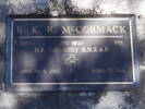Headstone of Pte Reginald Keith Robert MCCORMACK 235781. Greenpark RSA Cemetery, Dunedin City Council, Block 1A103. Image kindly provided by Allan Steel CC-BY 4.0.