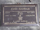 Headstone of Fl Lieut John HANNAH 422657. Greenpark RSA Cemetery, Dunedin City Council, Block 1A, Plot 264. Image kindly provided by Allan Steel CC-BY 4.0.