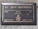 Headstone of Cpl Roderick Campbell MATHESON 71986. Greenpark RSA Cemetery, Dunedin City Council, Block 1A, Plot 363. Image kindly provided by Allan Steel CC-BY 4.0.