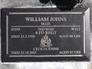Headstone of WO 2 William JOHNS 63359. Greenpark RSA Cemetery, Dunedin City Council, Block 3S18. Image kindly provided by Allan Steel CC-BY 4.0.