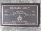 Headstone of Cpl Richard LEAN 531177. Port Chalmers RSA Cemetery, Dunedin City Council, Block 1A, Plot 18. Image kindly provided by Allan Steel CC-BY 4.0.