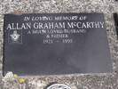 Headstone of x Allan Graham MCCARTHY 411078. East Taieri Cemetery, Dunedin City Council, Block ASH, Plot 233. Image kindly provided by Allan Steel CC-BY 4.0.