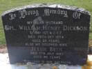 Headstone of Cpl William Henry DICKSON 7/1561. East Taieri Cemetery, Dunedin City Council, Block S332. Image kindly provided by Allan Steel CC-BY 4.0.