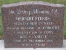 Headstone of Sigmn Herbert Walter STEERS 4728. East Taieri Cemetery, Dunedin City Council, Block SBD, Plot 5. Image kindly provided by Allan Steel CC-BY 4.0.