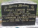 Headstone of Pte Thomas Christie FINNIE 61252. East Taieri Cemetery, Dunedin City Council, Block U, Plot 958. Image kindly provided by Allan Steel CC-BY 4.0.