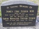 Headstone of Pte James TITHER 74849. Andersons Bay General Cemetery, Dunedin City Council, Block 266, Plot 24. Image kindly provided by Allan Steel CC-BY 4.0.