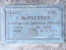 Headstone of Pte John MCPHERSON. Port Chalmers RSA Cemetery, Dunedin City Council, Block 1, Plot 12. Image kindly provided by Allan Steel, CC-BY-4.0.