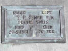 Headstone of Capt Torrance Parkinson CUDDIE. Andersons Bay RSA Cemetery, Dunedin City Council, Block 34S, Plot 21. Image kindly provided by Allan Steel, CC-BY-4.0.