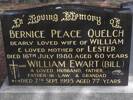 Headstone of Pte William Ewart QUELCH. East Taieri Cemetery, Dunedin City Council, Block Z, Plot 54. Image kindly provided by Allan Steel, CC-BY-4.0.