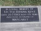 Headstone of x Victor Tepaina Kent x. Puketeraki Cemetery Block 1, Plot 1. Image kindly provided by Allan Steel CC-BY 4.0.